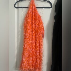Wild fable orange and pink backless party dress